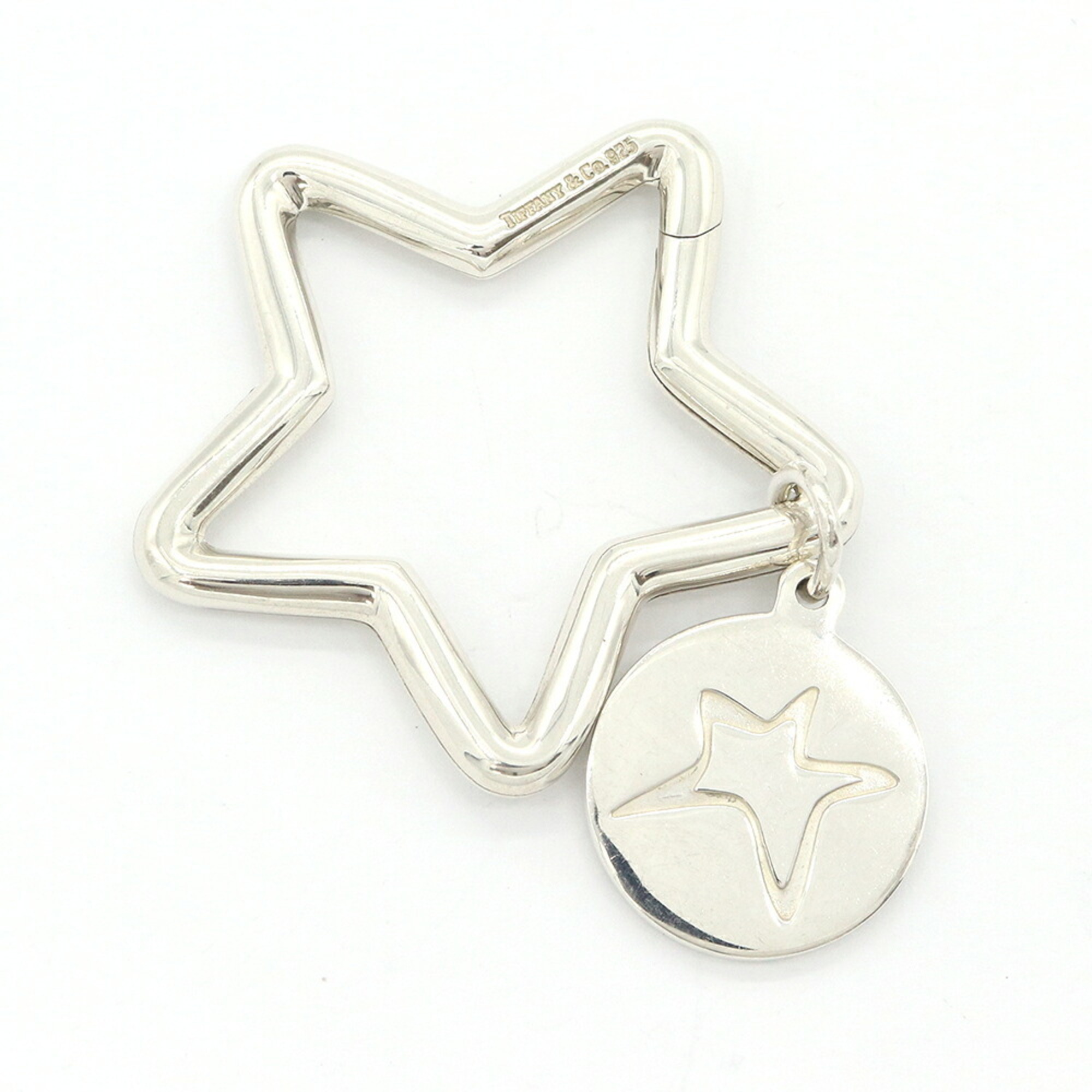 Tiffany & Co. Sterling Silver 925 Keyring Keychain Charm Star Round Key Tiffa...